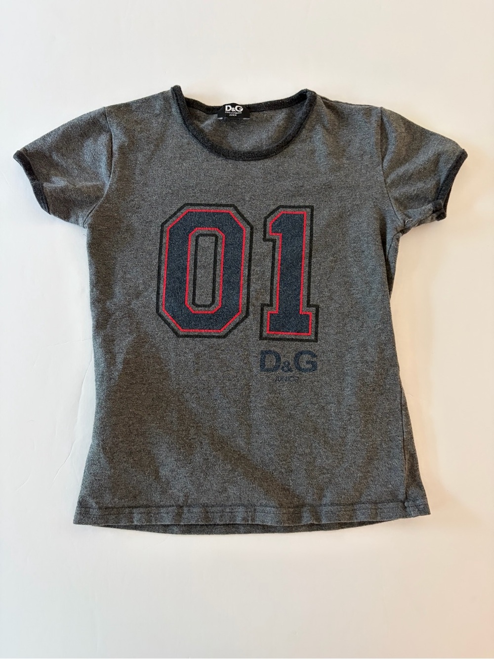 Dolce & Gabbana Junior Gray Graphic T Shirt Size 5 Cotton Crewneck Short Sleeves